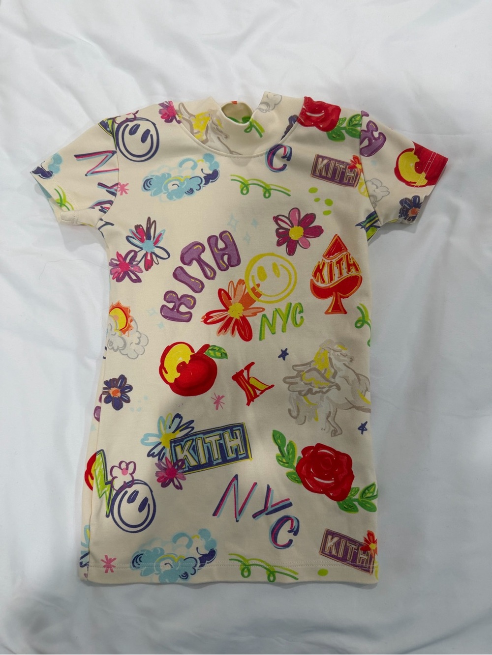 Kith Cream Short Sleeve Tee with Multicolor Graphic Print